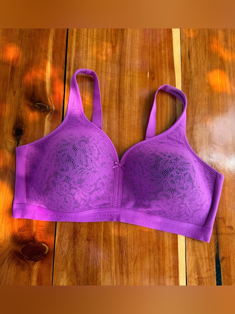 Cacique Purple Lace Wireless T-Shirt Bra Size 44DD